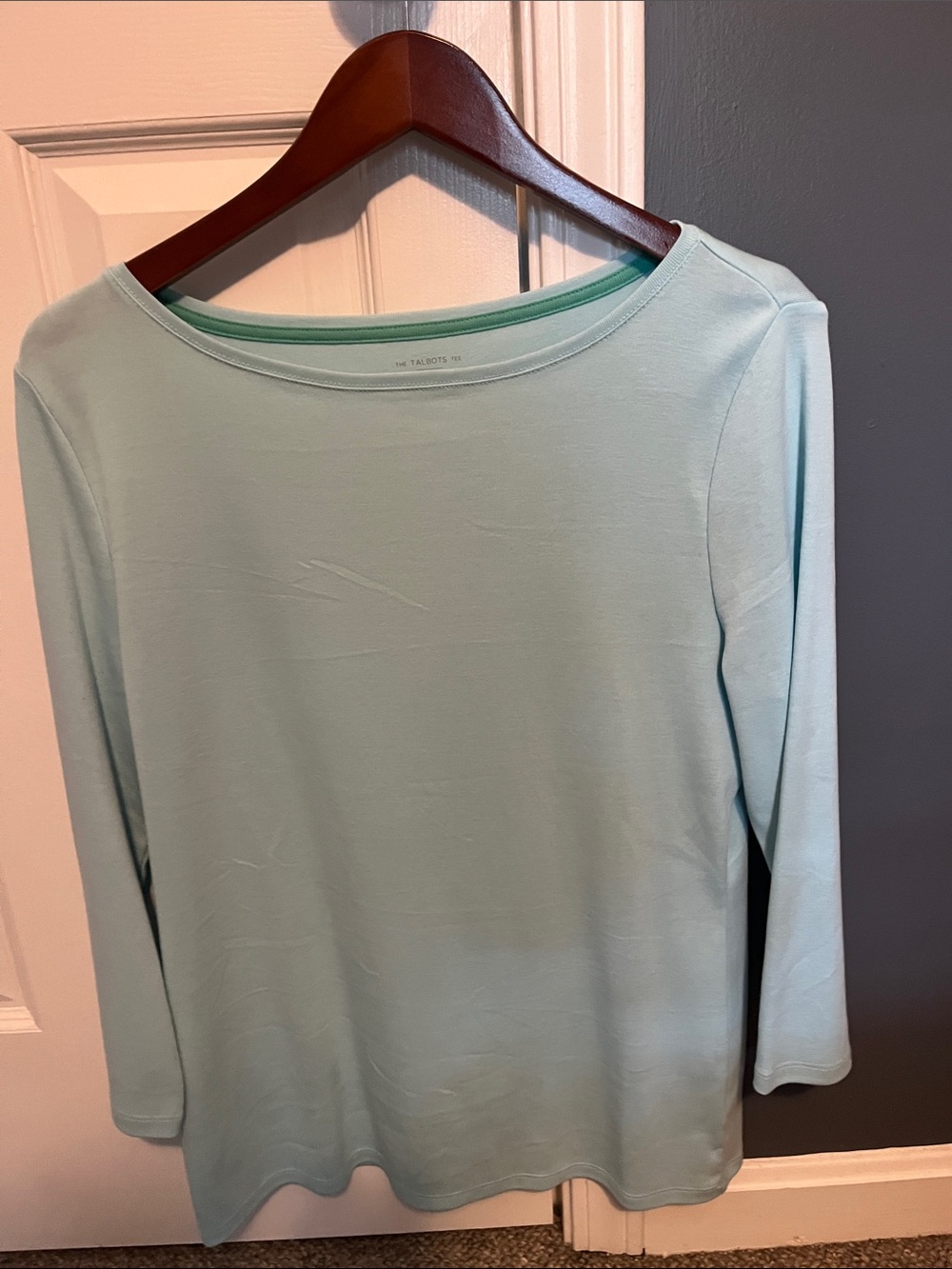 Talbots all cotton t shirt in turquoise size large long sleeves